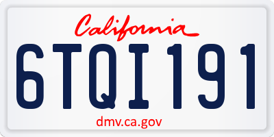 CA license plate 6TQI191