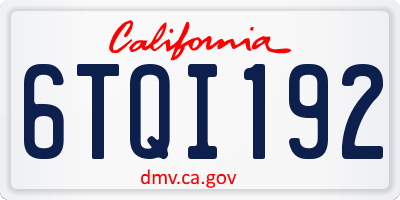 CA license plate 6TQI192