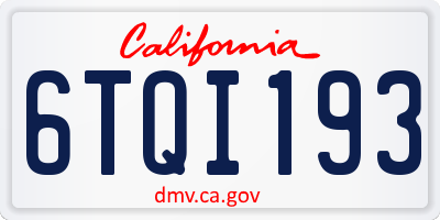 CA license plate 6TQI193