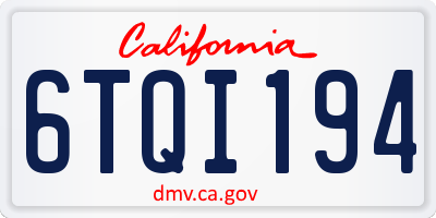 CA license plate 6TQI194