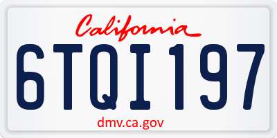 CA license plate 6TQI197