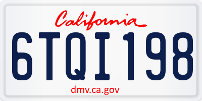 CA license plate 6TQI198