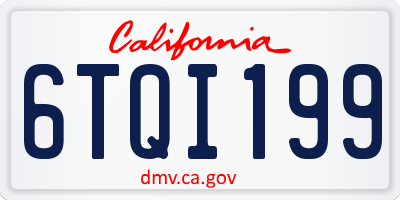 CA license plate 6TQI199