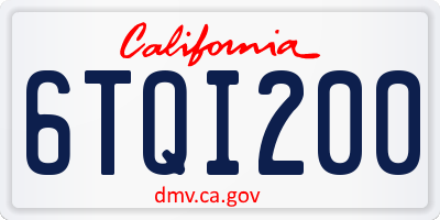 CA license plate 6TQI200