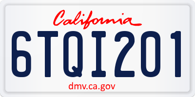 CA license plate 6TQI201