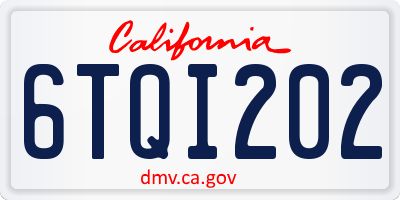 CA license plate 6TQI202