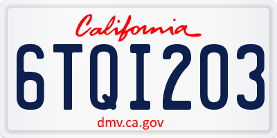 CA license plate 6TQI203