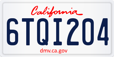 CA license plate 6TQI204