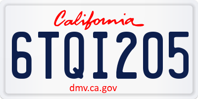 CA license plate 6TQI205