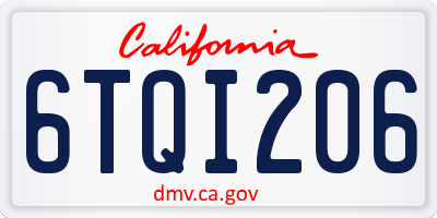 CA license plate 6TQI206