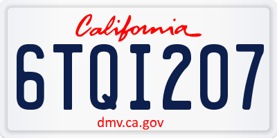 CA license plate 6TQI207