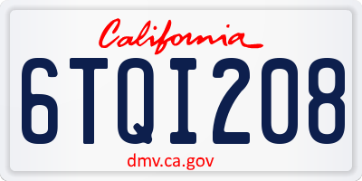 CA license plate 6TQI208