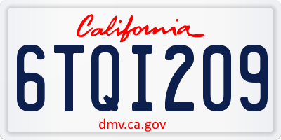 CA license plate 6TQI209