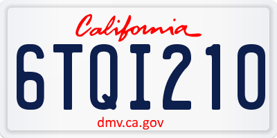 CA license plate 6TQI210