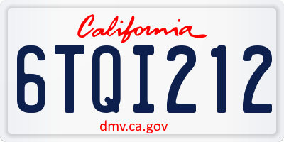 CA license plate 6TQI212