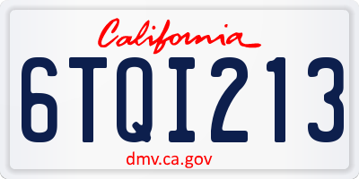 CA license plate 6TQI213