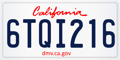 CA license plate 6TQI216