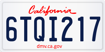 CA license plate 6TQI217