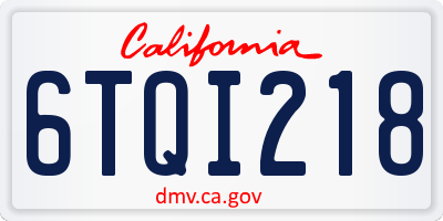 CA license plate 6TQI218