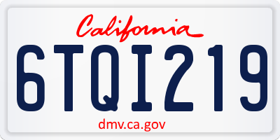 CA license plate 6TQI219