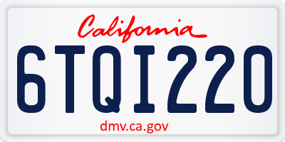 CA license plate 6TQI220