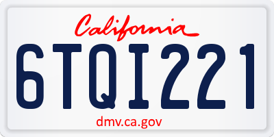 CA license plate 6TQI221