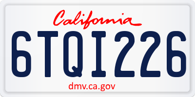 CA license plate 6TQI226