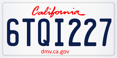 CA license plate 6TQI227