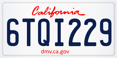 CA license plate 6TQI229