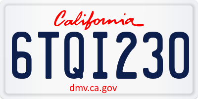 CA license plate 6TQI230