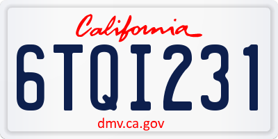 CA license plate 6TQI231