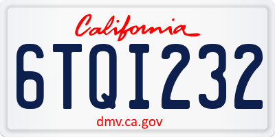 CA license plate 6TQI232