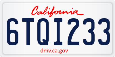 CA license plate 6TQI233