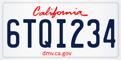 CA license plate 6TQI234