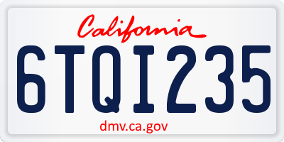 CA license plate 6TQI235