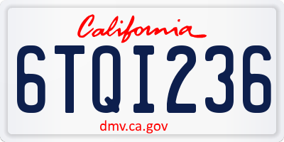 CA license plate 6TQI236