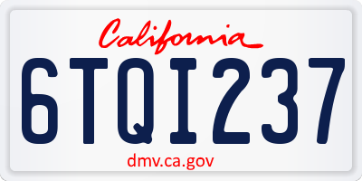 CA license plate 6TQI237