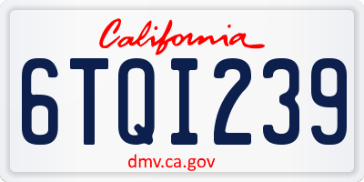 CA license plate 6TQI239