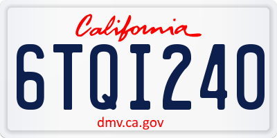 CA license plate 6TQI240