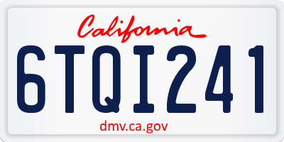 CA license plate 6TQI241