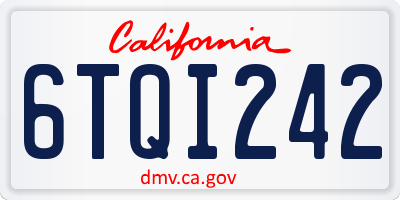 CA license plate 6TQI242