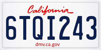 CA license plate 6TQI243