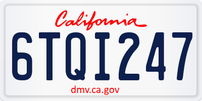 CA license plate 6TQI247