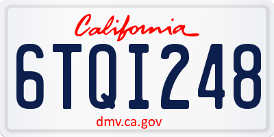 CA license plate 6TQI248