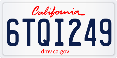 CA license plate 6TQI249