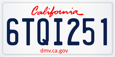 CA license plate 6TQI251