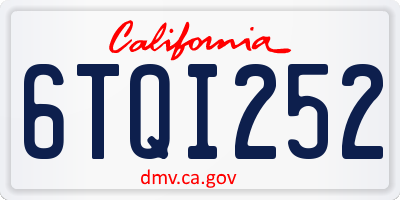 CA license plate 6TQI252