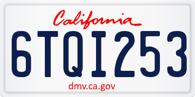 CA license plate 6TQI253