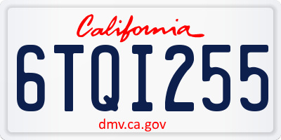 CA license plate 6TQI255