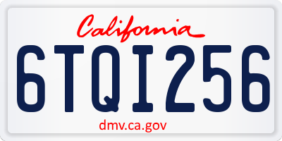 CA license plate 6TQI256